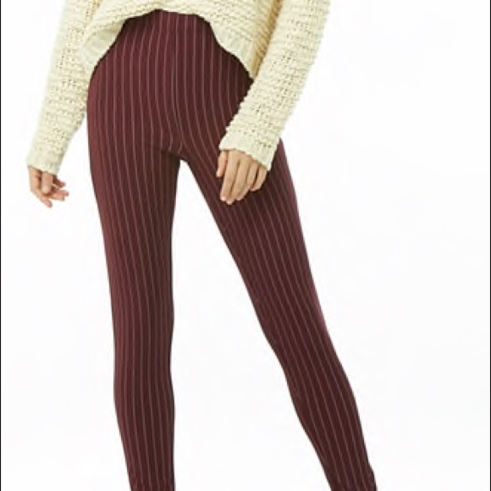 Pinstriped Burgundy and White Leggings